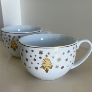 Martha Stewart Gold and White Festive Mug Pair